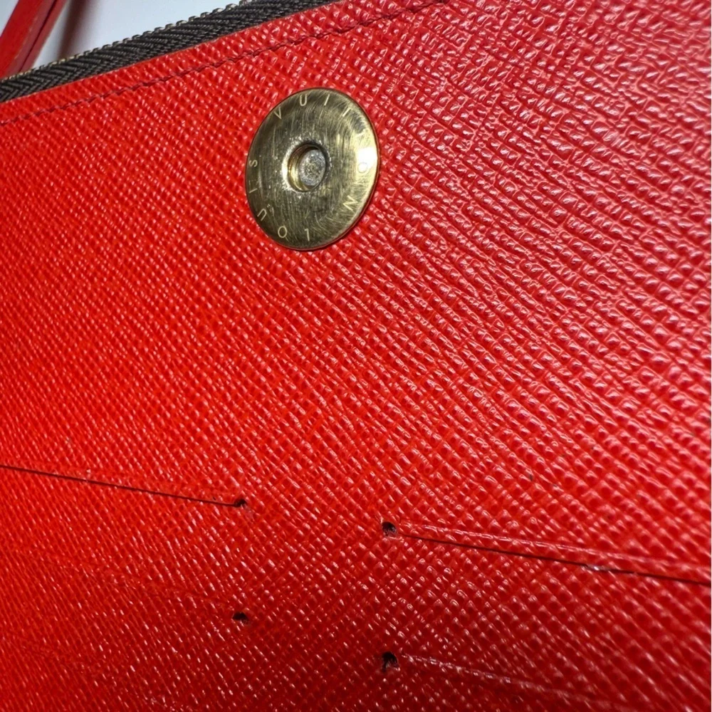 Louis Vuitton Monogram Portefeuille Adele Long Wallet with Red Interior